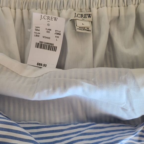 BNWT! J. Crew Seersucker Apron Dress, Size Large, White / Blue - Picture 4 of 6